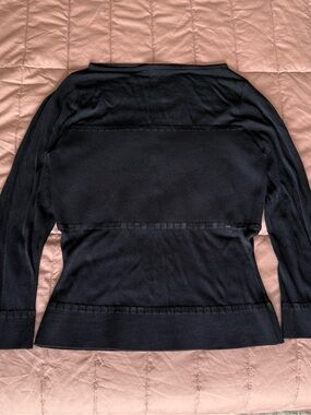 BEBE Black Knit Boat-Neck Quarter-Sleeve Top